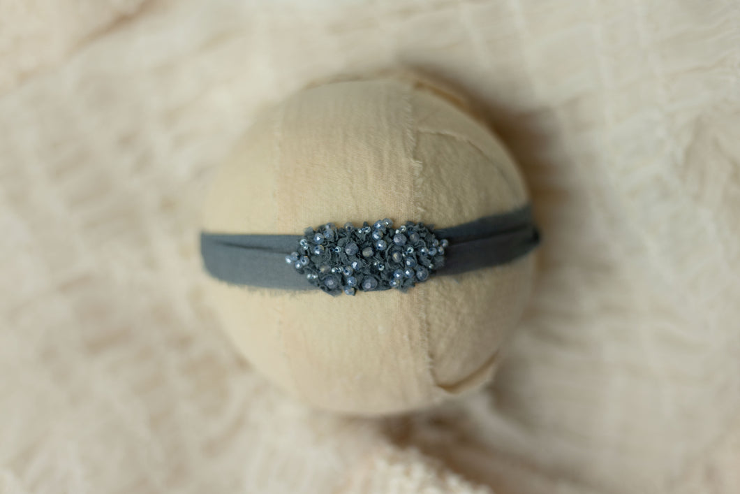Blue - Smokey Blue Beaded Headband