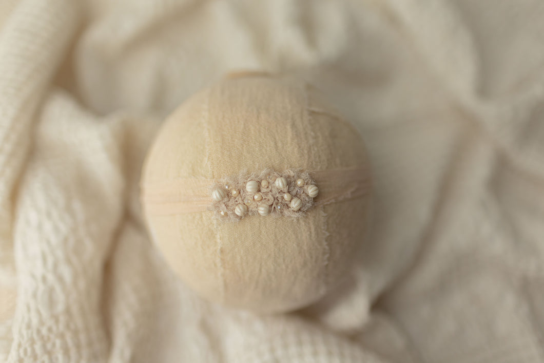 Neutral - Beige Dainty Beaded Headband