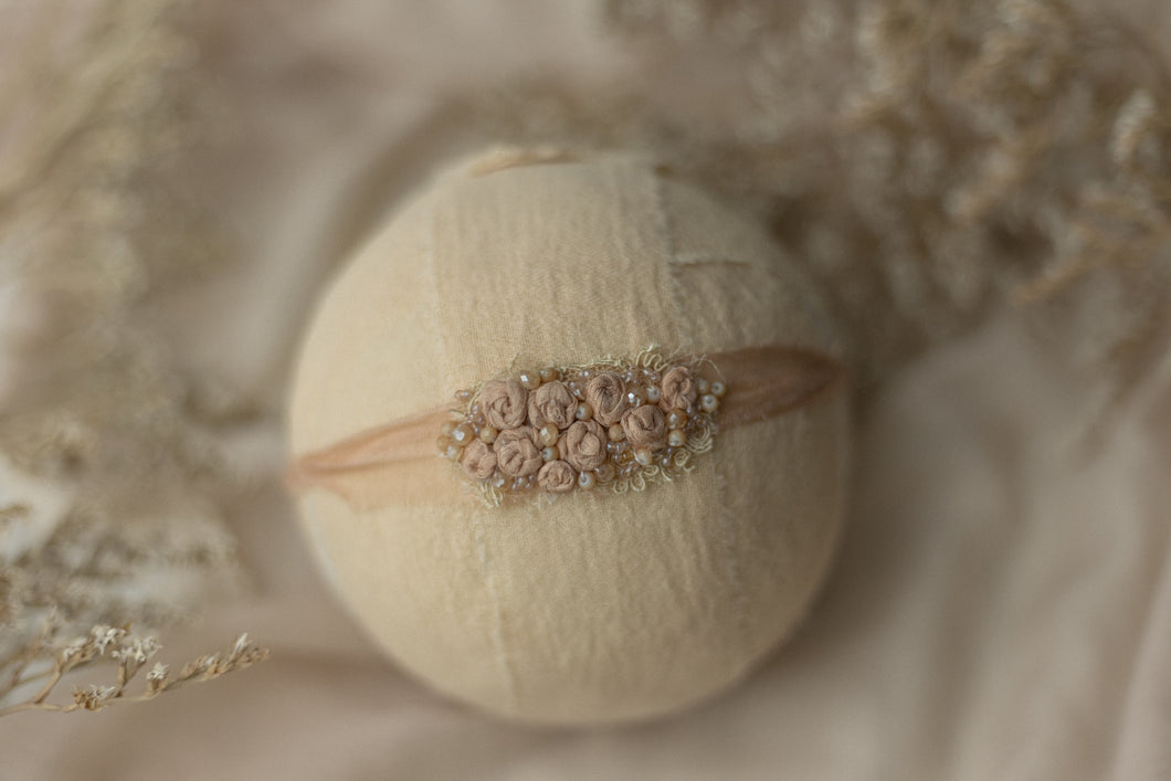 Neutral - Rose Gold Rosette Beaded Headband