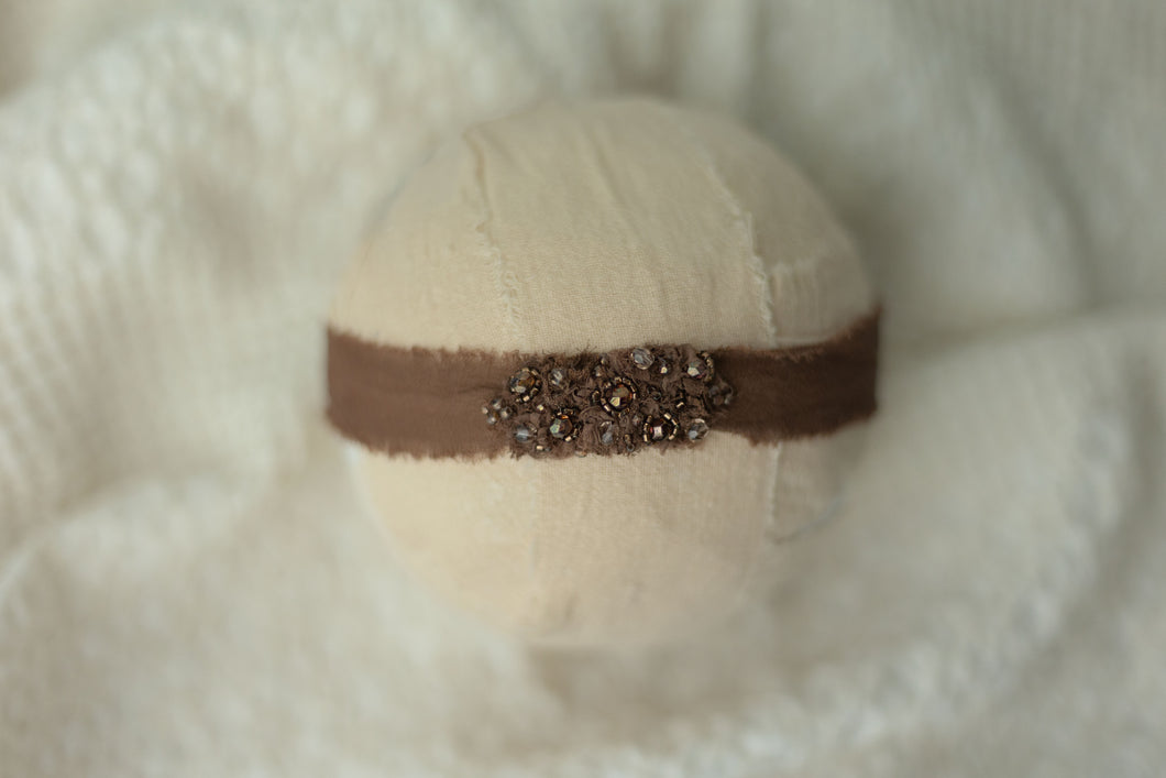 Neutral -Chocolate Brown Beaded Headband